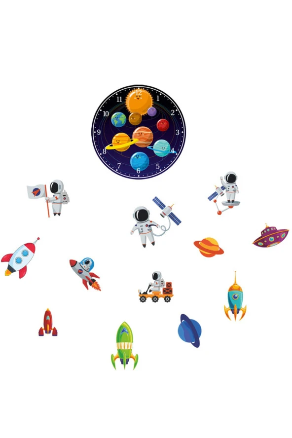 Çocuk Odası Temalı Duvar Saati Ve Temalı Duvar Süsleri - 2