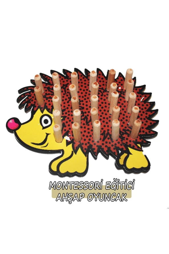 Montessori Eğitici Ahşap Oyuncak Çocuk Eğitici Montessori Ince Motor Sök Tak Ip Geçirmeli Oyuncak - 2