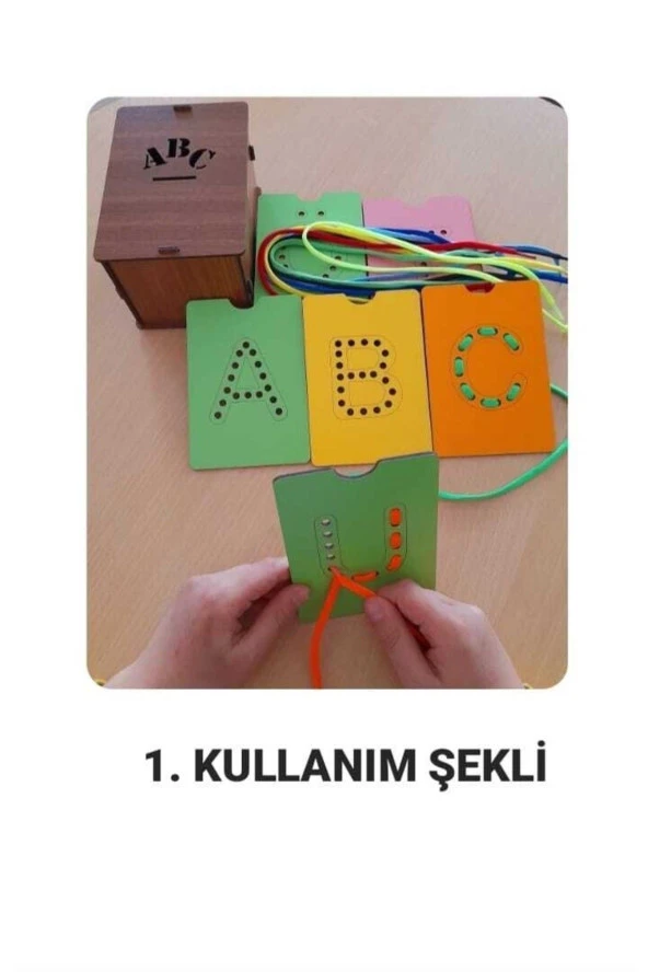 Montessori Oyuncak Eğitici Ahşap Delikli Harf Öğrenme Seti - Okul Öncesi Alfabe Yazı Çalışması - 2