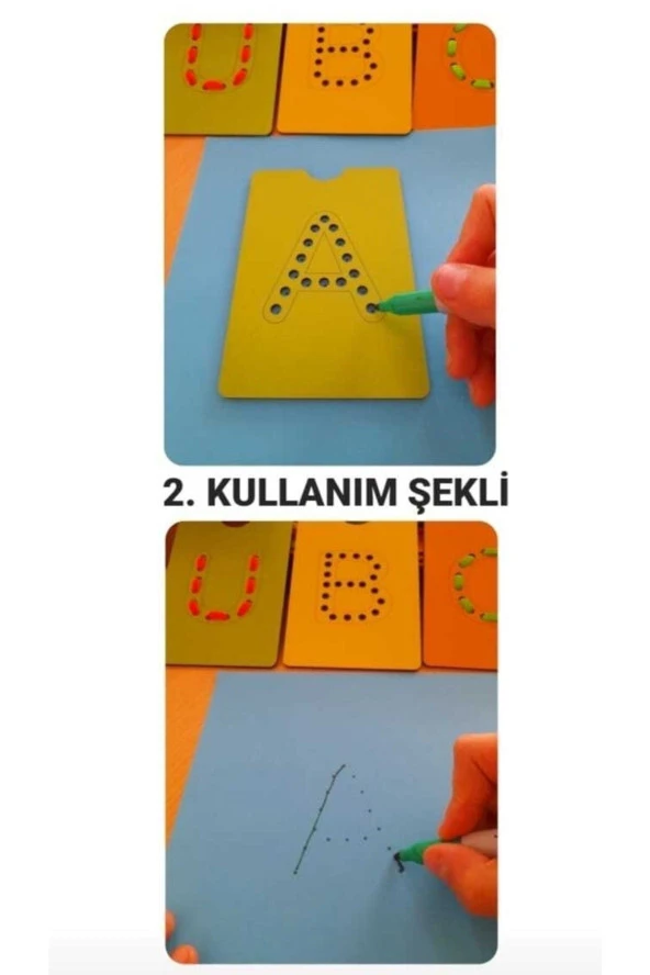 Montessori Oyuncak Eğitici Ahşap Delikli Harf Öğrenme Seti - Okul Öncesi Alfabe Yazı Çalışması - 3