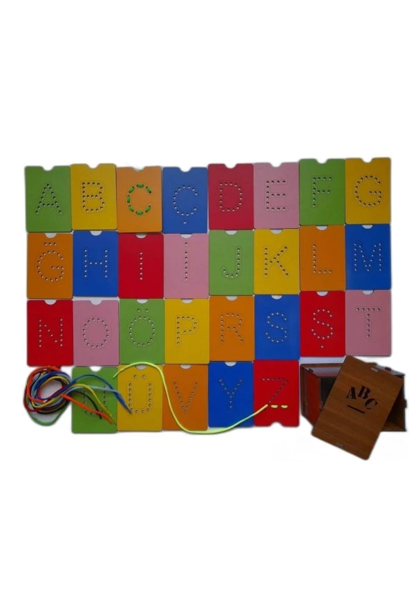 Montessori Oyuncak Eğitici Ahşap Delikli Harf Öğrenme Seti - Okul Öncesi Alfabe Yazı Çalışması - 6
