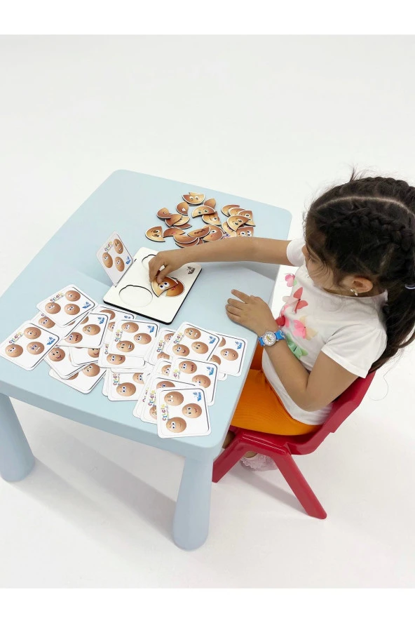 Okul Öncesi Renkli Eğitici Eğlenceli Duygu Eşleştirme Dikkat Geliştirme Etkinlik Puzzle Oyunu - 2