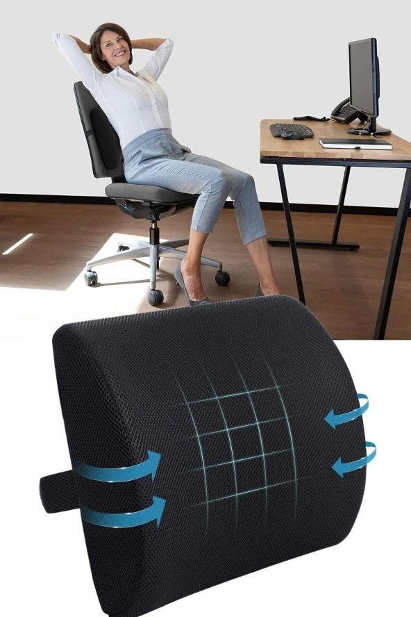 Ortopedik Lüx Sırt Minderi Bel Minderi Araç Koltuk Sandalye Bel Yastığı Bel Desteği Bel Minderi - 2