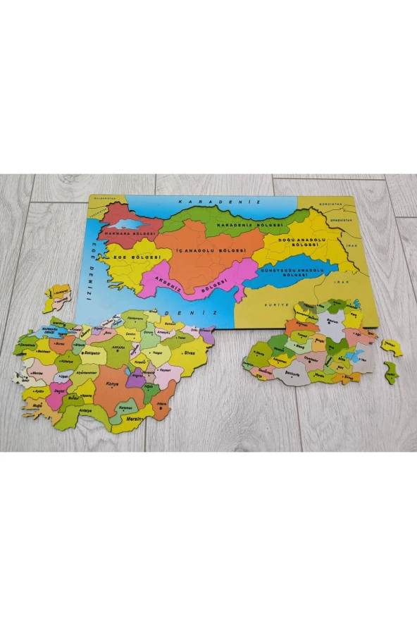 Ahşap 3 katlı Türkiye Haritası Puzzle Eğitici Ahşap Set Sök Tak Şehir/Bölgeler/Fiziki Puzzle Harita - 5