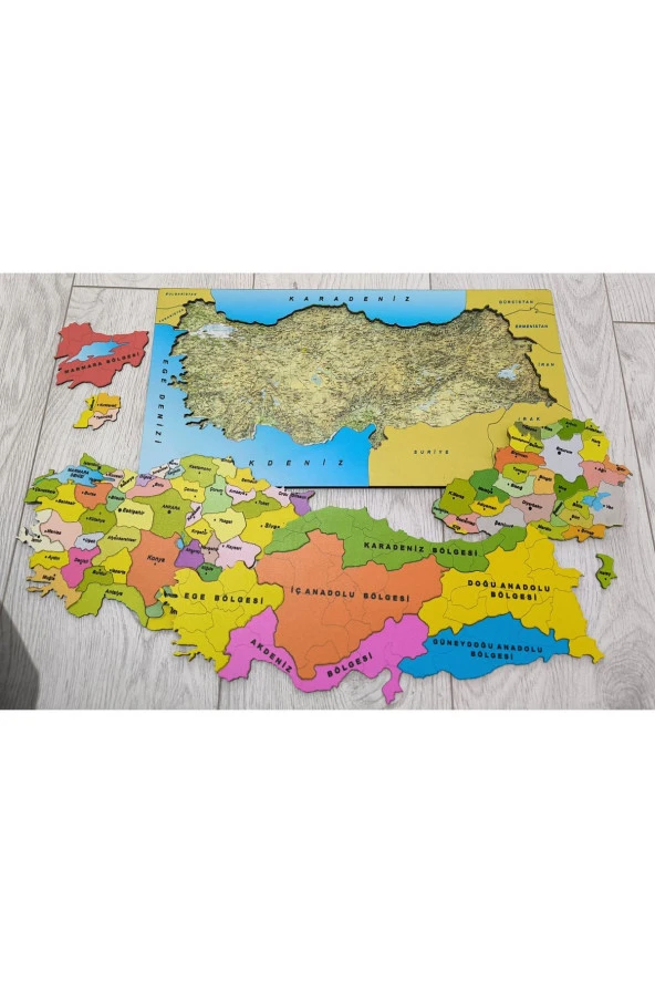 Ahşap 3 katlı Türkiye Haritası Puzzle Eğitici Ahşap Set Sök Tak Şehir/Bölgeler/Fiziki Puzzle Harita - 6