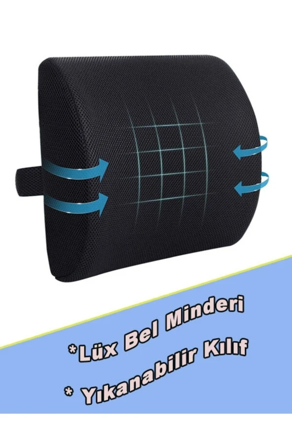 Ortopedik Lüx Sırt Minderi Bel Minderi Araç Koltuk Sandalye Bel Yastığı Bel Desteği Bel Minderi