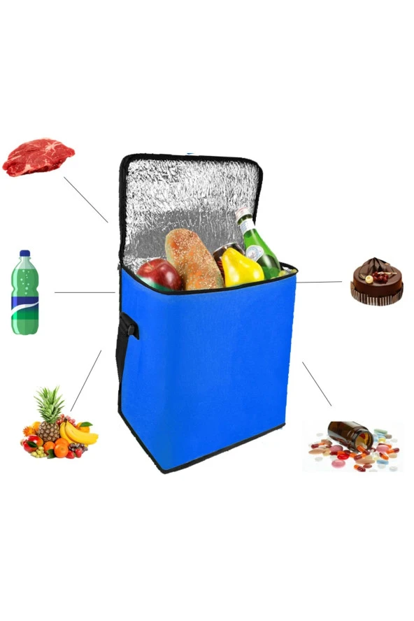 Soğuk Tutucu Termos Çanta 25 Lt Büyük Boy Kamp Piknik Serin Tutucu Sepet Oto Araç Soğutucu Buzluk - 5