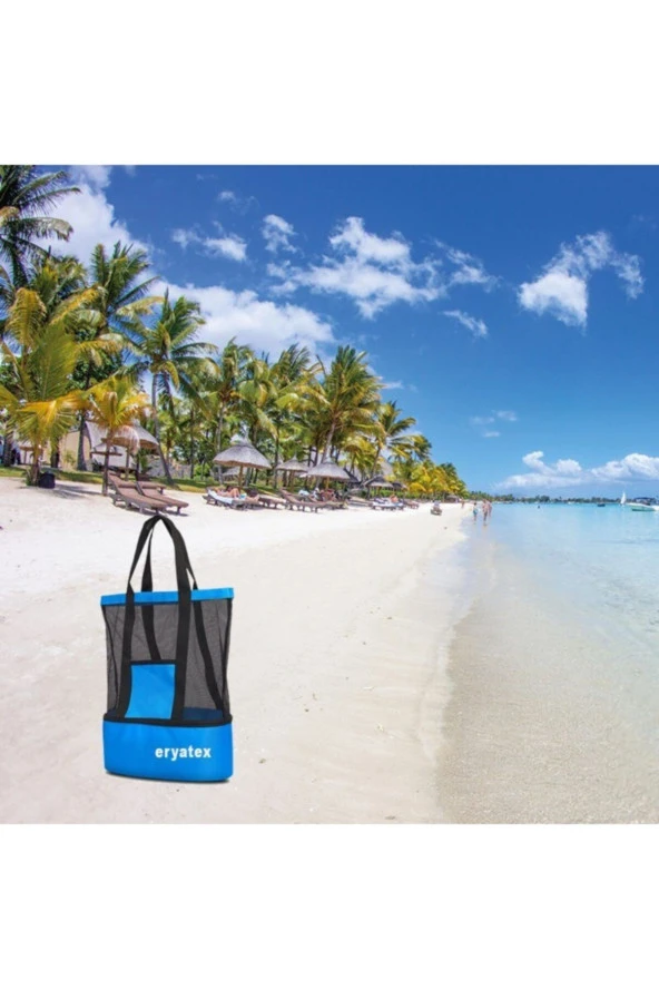 Üstü Plaj Çantası Altı Termos Özellikli Soğuk Tutucu Çanta Kamp Piknik Çantası - 2