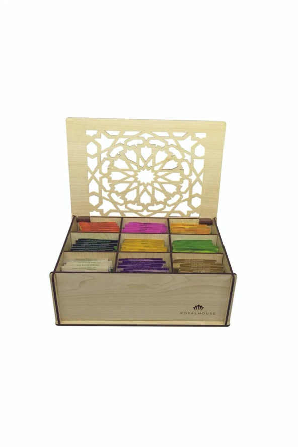 9 Bölmeli Ahşap Çay Kutusu