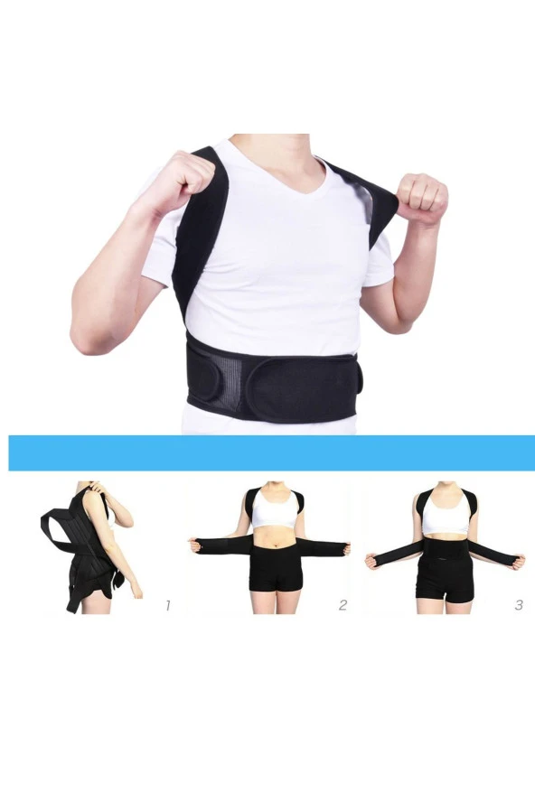 Dik Duruş Korsesi Sırt Desteği Omurga Düzeltici Kamburluk Önleyici Bel Sırt Omuz Korsesi - 2