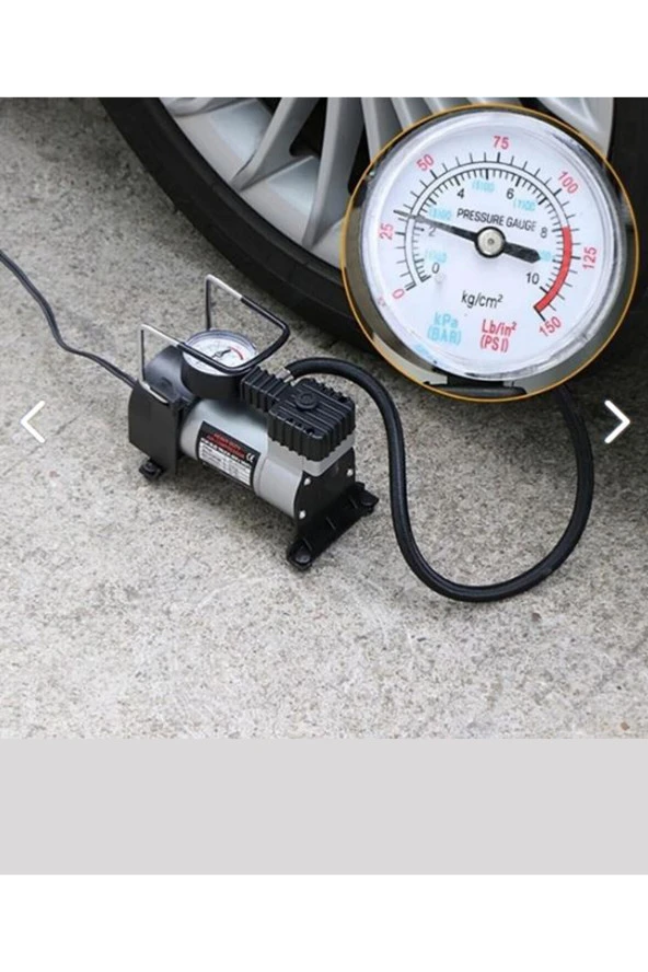 Araç Lastik Hava Kompresörü Metal Oto Hava Pompası Taşınabilir Pratik Lastik Şişirme Pompası 12 Volt - 5