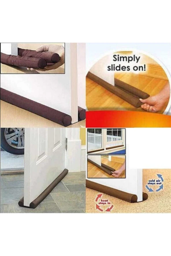 Kapı Altı Rüzgar Soğuk Önleyici Sünger Çift Taraflı Kapı Altı Rüzgarlık Rüzgar Önleyici-3 Adet - 5