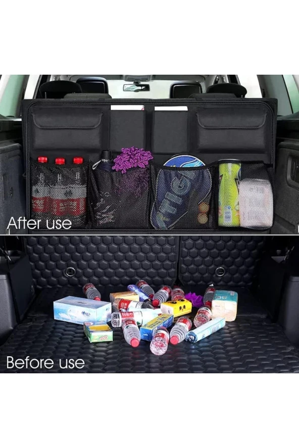 Araç Bagaj Eşya Düzenleyici Organizer 8 Bölmeli Oto Bagaj Düzenleyici 8 Cepli Çanta Avadanlık - 3