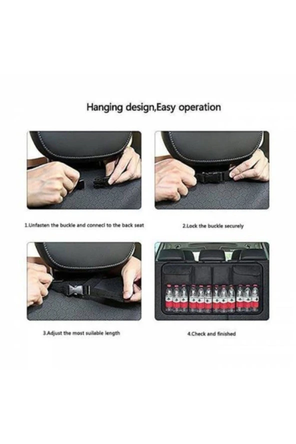 8 Cepli Fileli Oto Bagaj Düzenleyici Çanta - 5