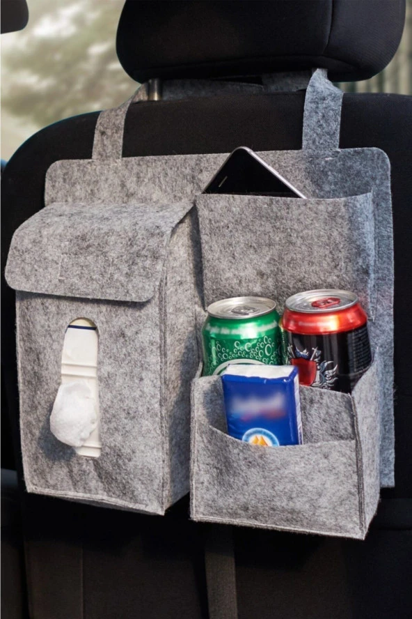 Araba Koltuk Arkası Keçe Organizer Çanta Bagaj Organizer Araç Içi Eşya Düzenleyici Toplayıcı - 2