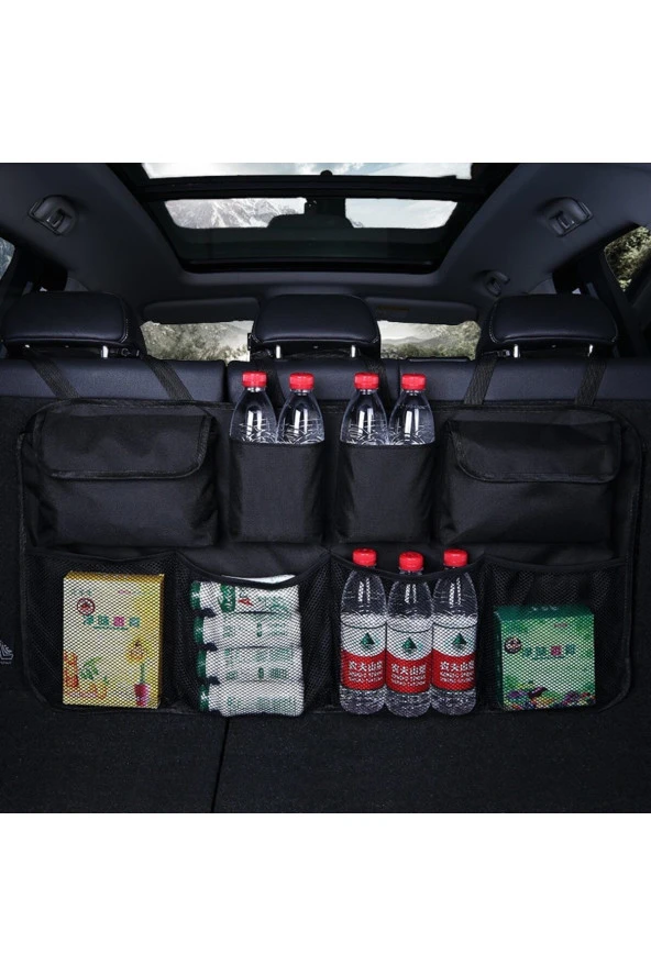 Araba Oto Araç Içi Koltuk Arkası Bagaj Düzenleyici Organizer Çanta 8 Cepli Eşya Düzenleyici Bod - 2