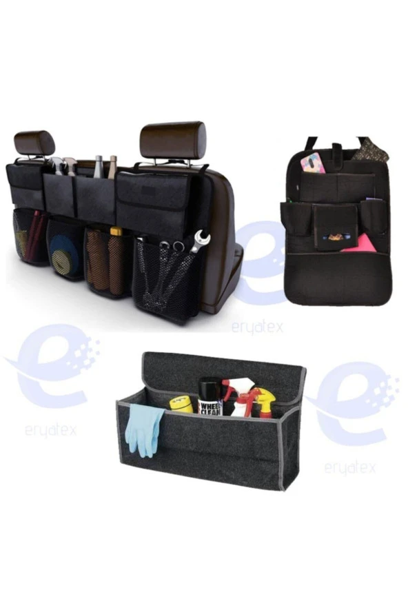 Bagaj Düzenleyici Araba Organizer Oto Araç Bagaj Içi Fileli Eşya Düzenleyici Çanta Seti