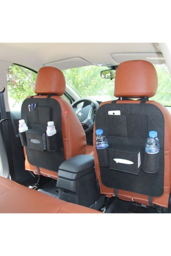 Araba Araç Içi Koltuk Arkası Cepli Organizer Eşya Düzenleyici-2 Adet Siyah - 2