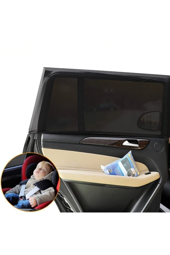 Oto Güneşlik Perde Araba Yan Cam Perdesi Güneş Önleyici Araç Içi Güneşlik Sineklik-1 Adet - 4