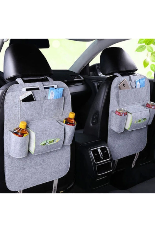 Araba Oto Koltuk Arkası Organizer Araç Içi Bod Düzenleyici Araç Eşya Düzenleyici Gri Keçe 1 Adet - 2