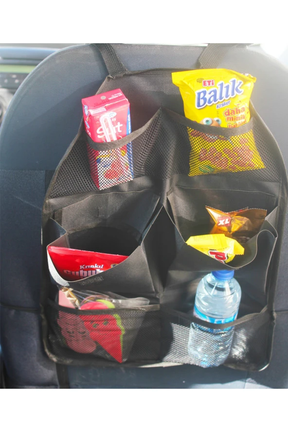 Araba Oto Araç Içi Koltuk Arkası Bagaj Düzenleyici Organizer Çanta 6 Cepli Eşya Düzenleyici - 4