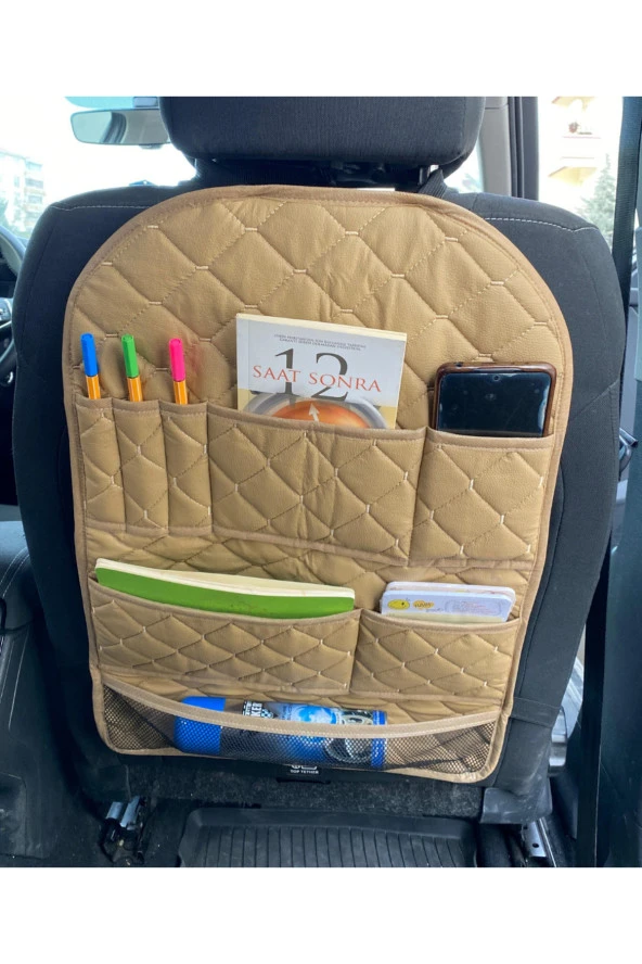 Makam Aracı Koltuk Arkası Cepli Organizer Oto Eşya Düzenleyici Çanta Telefon Tablet Tutucu Organizer