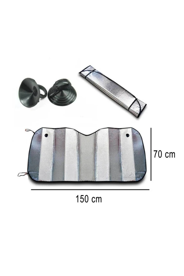 Her Araca Uyumlu Oto Araç Araba Ön Cam Güneşliği Güneş Koruyucu Perde 130x60 Cm - 2