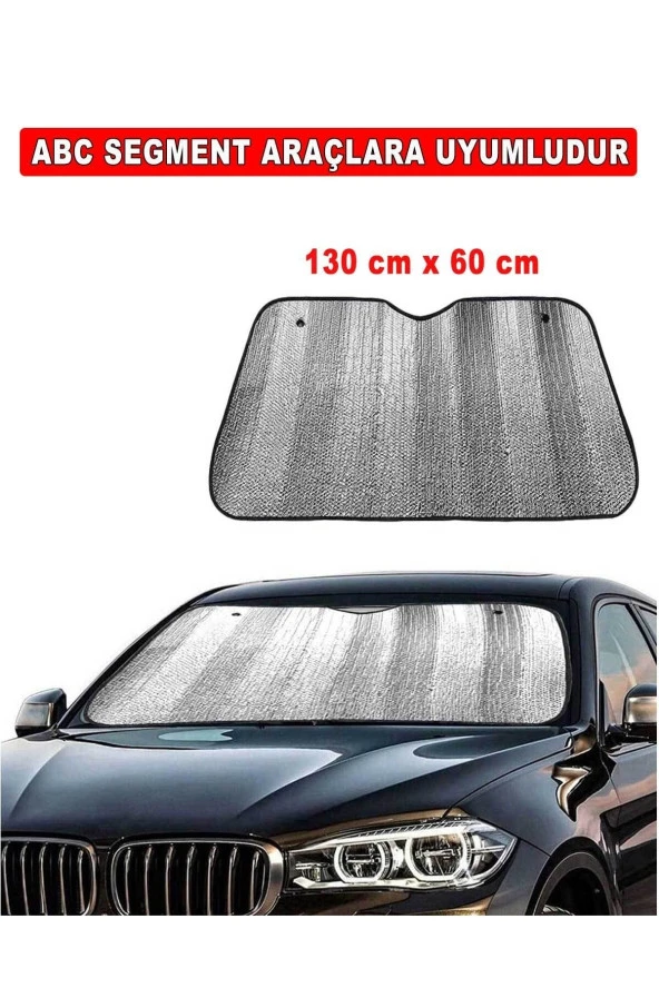 Oto Araba Güneşliği Oto Ön Cam Güneşliği Parlak Metalize Katlanabilir Güneş Önleyici Perde 130x60cm - 2