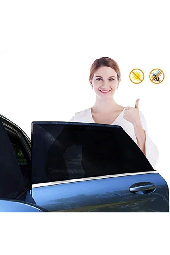 Araba Araç 2 Adet Yan Cam Perdesi Güneşlik Gölgelik Güneş Koruyucu Arka Koltuk Perde Emzirme Örtüsü - 3