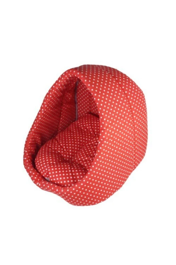 Evcil Hayvan Kedi Köpek Evi Yatağı Minderi Iç Mekan Kulübe-kırmızı Puantiyeli - 3