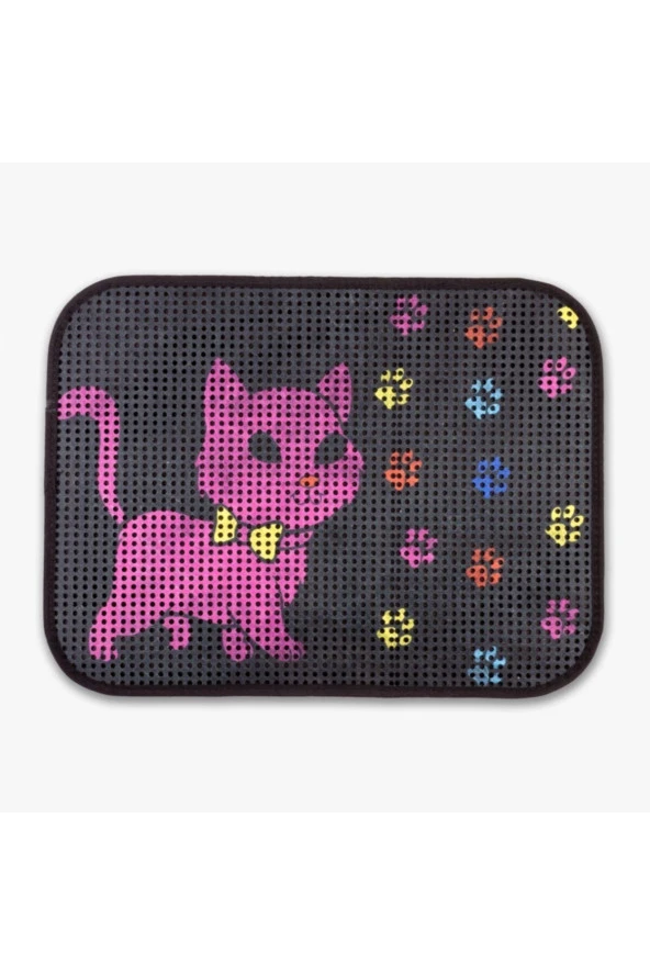 Elekli Desenli Kedi Tuvalet Önü Paspası 60 X 45 Cm