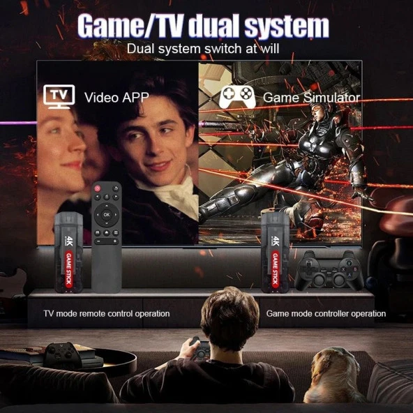 BYOZTEK X2 ANDROİD TV Game Retro Oyun Konsolu 8K HDR 5G 64GB 3D 4K HD M8  30000+ Games PS1/SFC/FC - 5