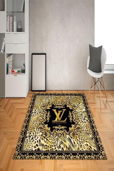 Kaymaz Taban Yıkanabilir Dekoratif Leopar Desenli Dot Taban Halı RENKLİ 100 x 200