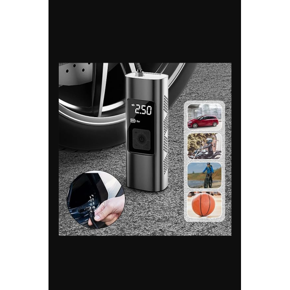 QASUL Dijital Ekran Hava Pompası Şarj Edilebilir Hava Pompası Lastik Şişirme Akülü Taşınabilir Kompresör - 3