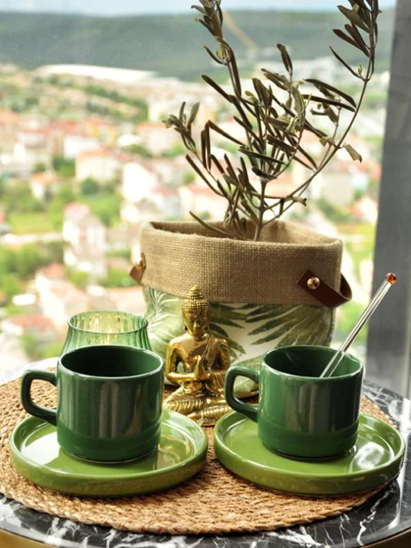 Cera'n 2'li Double Çay Fincan Artistik Yeşil 200 M - 2