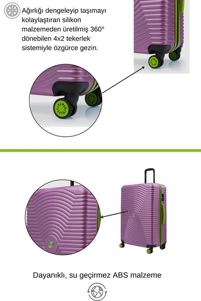 Büyük Boy Valiz 4x2 Teker Rose 1169 - Resim 3