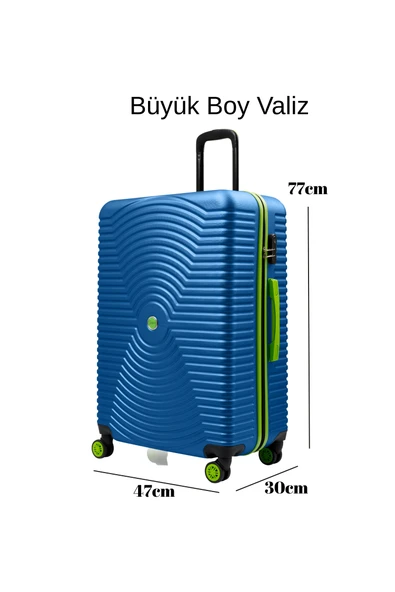 Büyük Boy Valiz 4x2 Teker Mavi 1169 - Resim 3