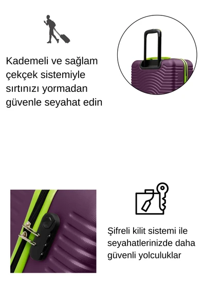 Büyük Boy Valiz 4x2 Teker Mor 1169 - Resim 3