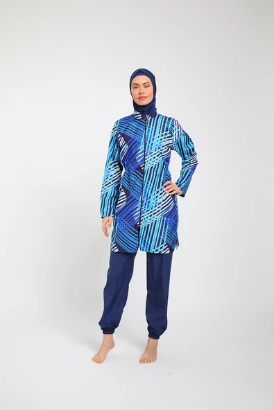 Chelly Kadın Fermuarlı Tam Kapalı Tesettür Mayo T 3810 - T 3815 - 7