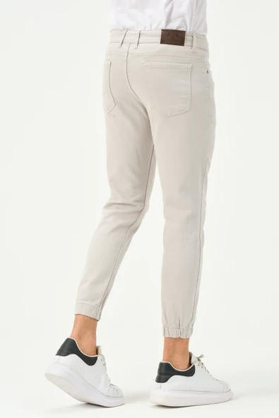 Erkek Lastikli Sknny Fit Kot Pantolon  Taş - 5