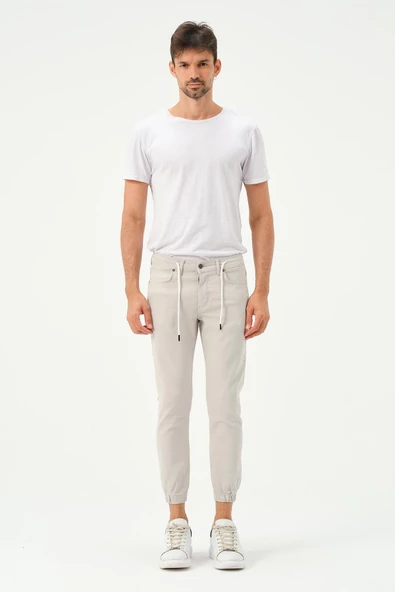 Erkek Lastikli Sknny Fit Kot Pantolon  Taş - 12