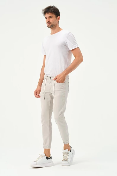 Erkek Lastikli Sknny Fit Kot Pantolon  Taş - 10