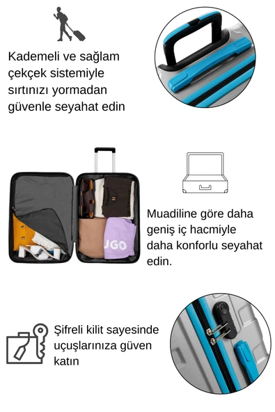 Kabin Boy Valiz 4x2 Teker Gri 1167 - Resim 4