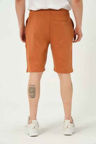 Erkek Fermuar Detaylı Şort Taba - Resim 5