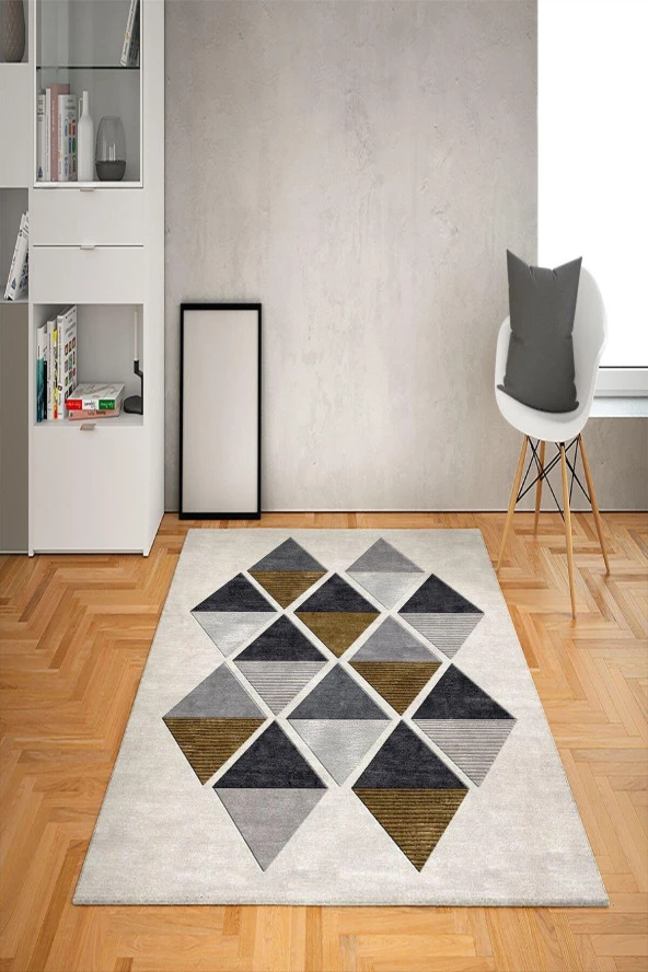 Kaymaz Tabanlı Yıkanabilir Geometrik Desenli Dot Taban Halı RENKLİ 200 x 300