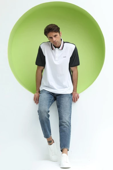 Erkek Çift Renk Polo Yaka T-Shirt Antrasit - 7
