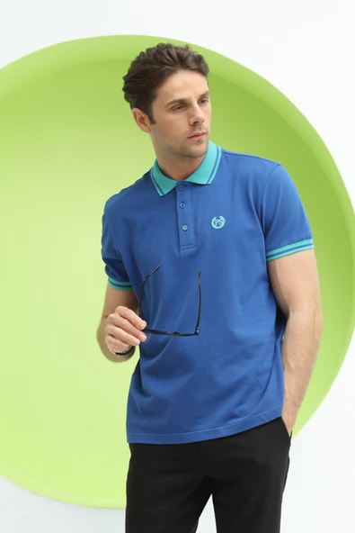 Erkek Regular Kalıp Polo Yaka T-Shirt Saks - 9