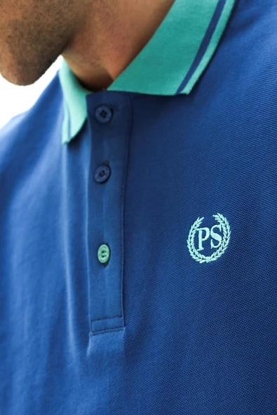 Erkek Regular Kalıp Polo Yaka T-Shirt Saks - 2