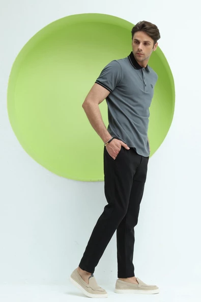 Erkek Regular Kalıp Polo Yaka T-Shirt  Demir - 8