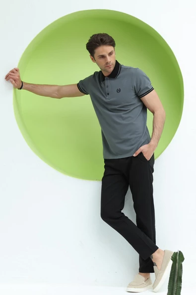 Erkek Regular Kalıp Polo Yaka T-Shirt  Demir - 7